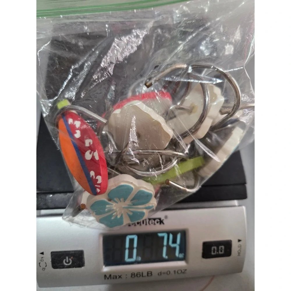 Tropical Surfboard Hibiscus Flower Shower Curtain Hooks Set of 12 Beach Decor
